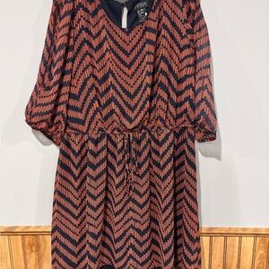 Plus Size  Navy and Orange Long Sleeve Dress Size 20 Enfocus Women